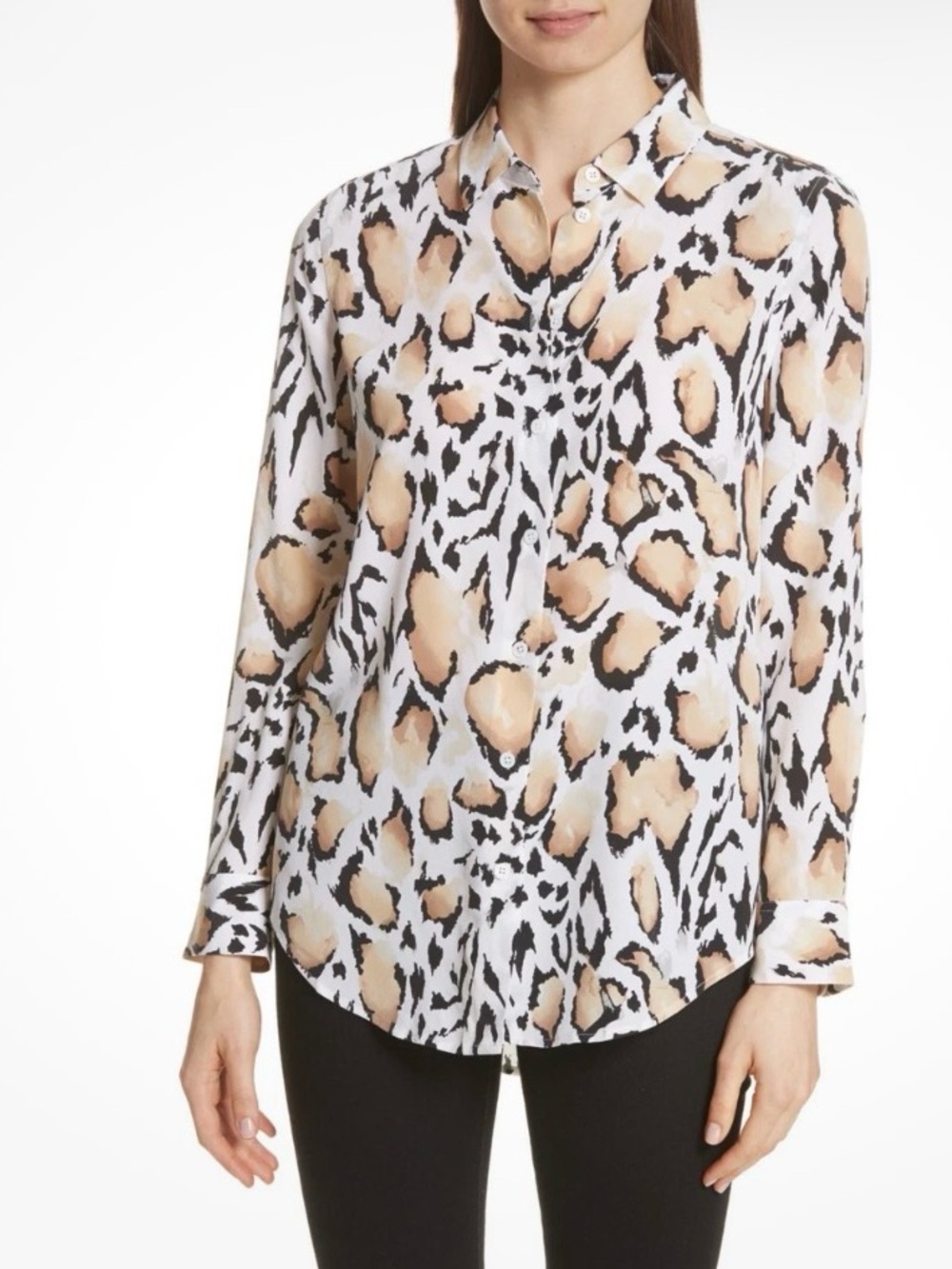 Equipment Leopard Print Silk Button-Up Shirt